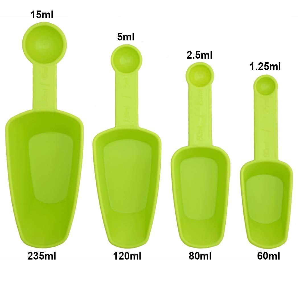 Plastic 4 Pcs Double Side Measuring Cups and Spoons for Kitchen Cake Baking and Cooking