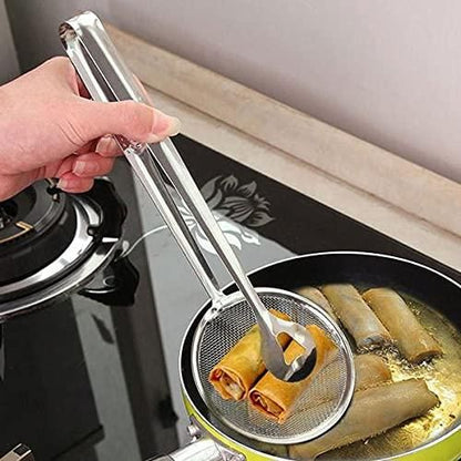 Filter Strainer-2In1 Stainless Steel Filter Spoon with Clip Food Kitchen Oil-Frying Multi-Functional