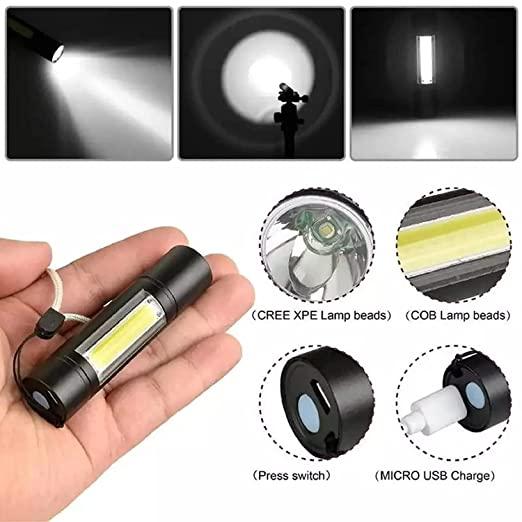 Small Mini Zoomable LED Torch Light/Rechargeable Tactical COB Flashlight