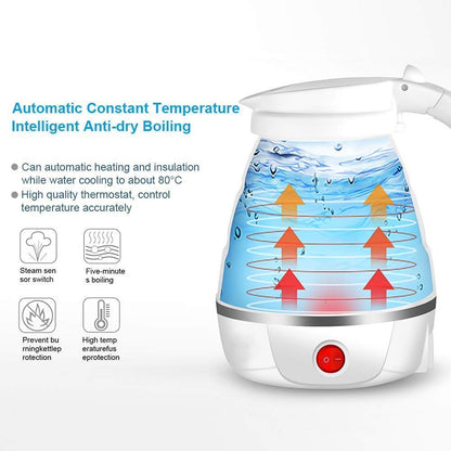 MILONI USA Travel Folding Electric Kettle, Fast Boiling, Beautiful Design Collapsible, Portable Electric Kettle, 600ml Boil Dry Protection, Food Grade Silicone Foldable Kettle (Silicone Kettle)