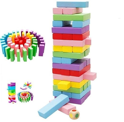 48 Pcs 3 Dice Challenging Colored zenga Games Blocks for Adults and Kids  (Multi Color Blocks)