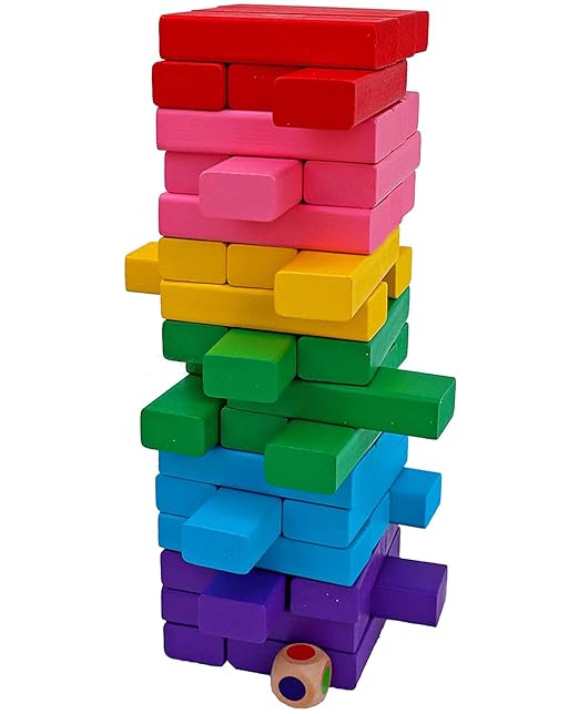 48 Pcs 3 Dice Challenging Colored zenga Games Blocks for Adults and Kids  (Multi Color Blocks)