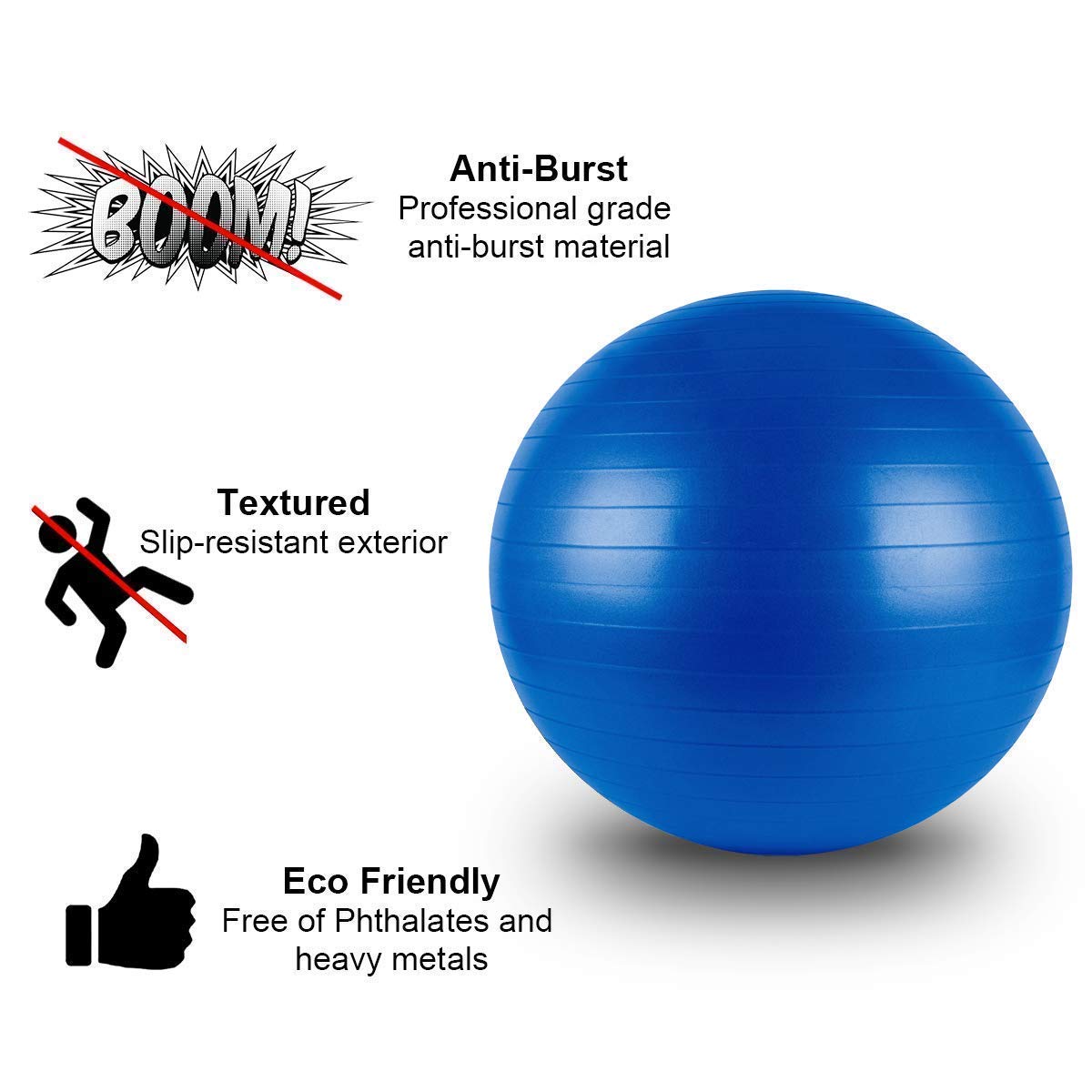 MILONI USA Excersice Gym Ball with Free Foot Anti-Slip Stability Heavy Duty Fitness Yoga Ball (65 CM)