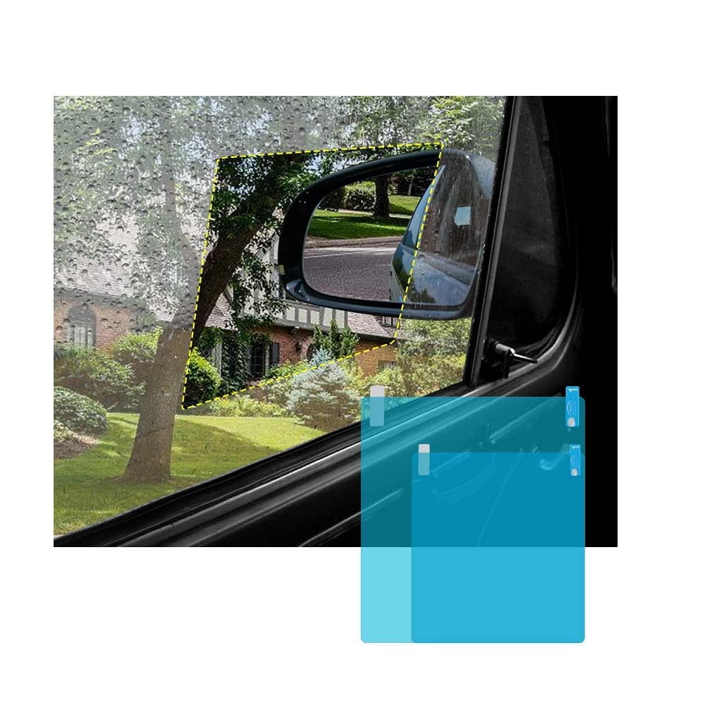 MECHBORN Car Accessories Rearview Mirror Film Rainproof Waterproof Mirror Film Anti Fog Clear Nano Coating Car Film for Car Rear View Mirrors Side Windows (Square - 2 PCs)