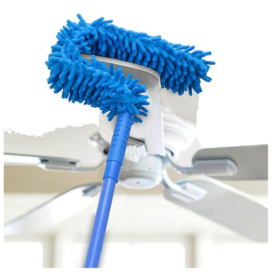 MECHBORN Flexible Fan Cleaning Duster for Long Rod Flexible Fan Cleaning Mop Microfiber Dust Cleaner Multi-Purpose Cleaning of Home, Kitchen, Car, Office with Long Rod (Fan Cleaner Brush Blue)