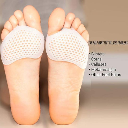 MILONI USA Silicone Gel Half Toe Sleeve - Heel Cushion Pads, Gel Heel Cups for Foot Pain Relief, Blister, Cracked Foot, Bone Spur Relief, Heel Pain, Achilles Tendinitis (Half Silicone TOE Protector)