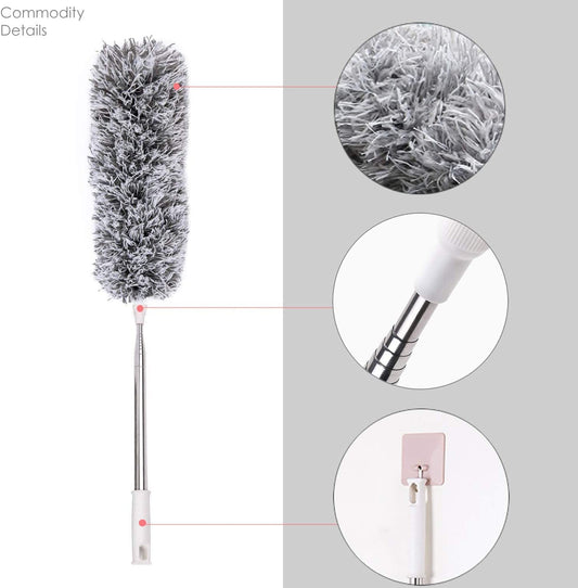 MECHBORN Microfiber Feather Duster Bendable & Extendable Fan Cleaning Duste Expandable Pole Handle Washable Duster for High Ceiling Fans,Window Blinds, Furniture (Grey)