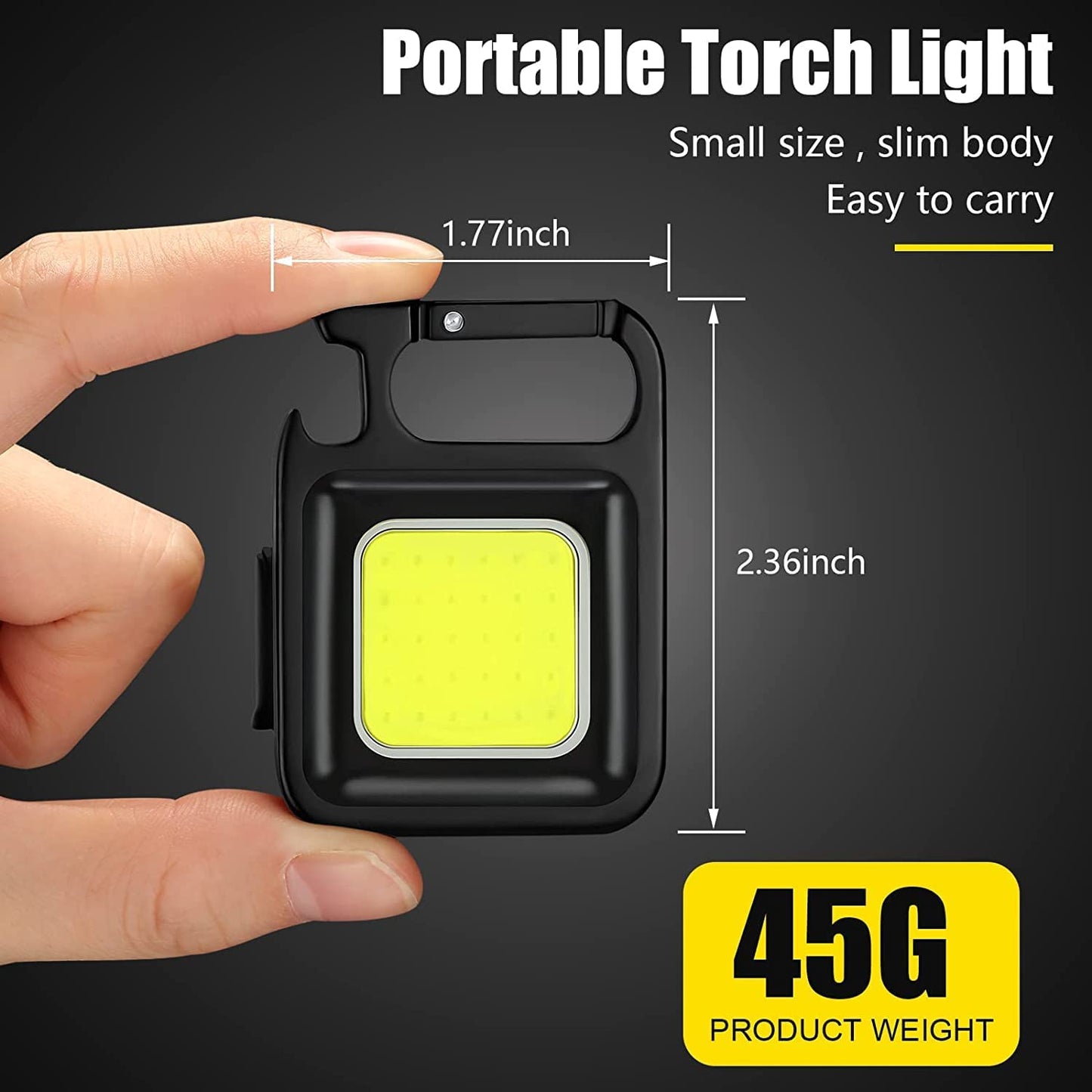 MILONI USA Keychain LED Light 2-Hours Battery Life with Bottle Opener, Magnetic Base and Folding Bracket Mini COB 1000 Lumens Rechargeable Emergency Light for Fishing,Walking, Camping