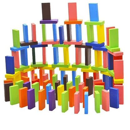 MILONI USA 12 Color Wooden Dominos Blocks Set, Kids Game Educational Play Toy, Domino Racing Toy Game, 120 pcs