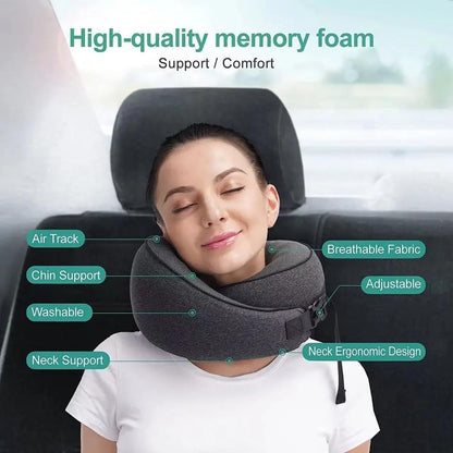 MECHBORN Travel Neck Pillow Pure Memory Foam Pillow Rest Cushion for Travel in Flight car Train Airplane for Sleeping for Men and Women (Memory Travel Pillow