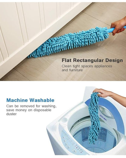 MECHBORN Flexible Fan Cleaning Duster for Long Rod Flexible Fan Cleaning Mop Microfiber Dust Cleaner Multi-Purpose Cleaning of Home, Kitchen, Car, Office with Long Rod (Fan Cleaner Brush Blue)