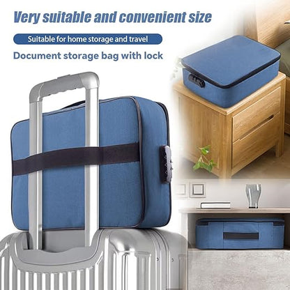 Waterproof 3 Layer Document Storage Bag with Lock for Laptop Passport Documents  (Blue