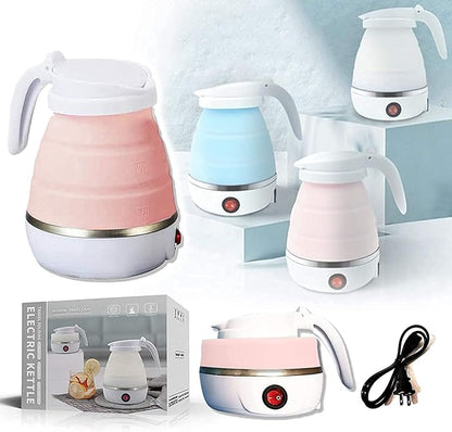 Silicone Travel Electric Portable Kettle Foldable Collapsible Kettle 220V 50Hz Hot Water Boiler&Tea Heater Coffee maker For Travelling,Office&Home Use (1 Pc-Multicolor) 600 Milliliter