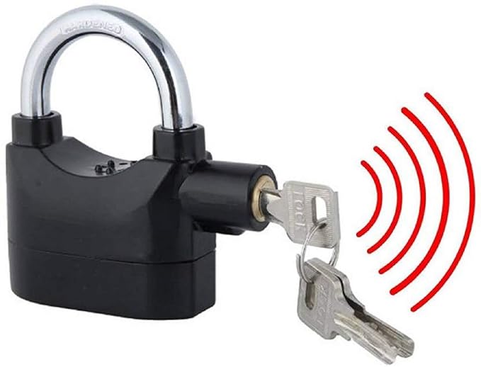 Motion Sensor Waterproof Security Alarm Padlock Bicycle Lock Padlock (Black) Padlock  (Black)