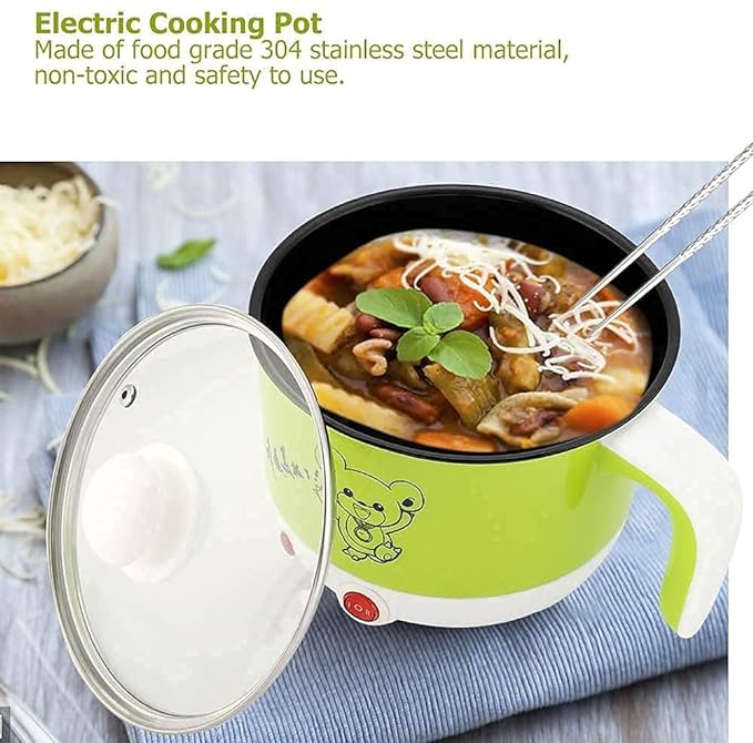 Electric Multifunction Outer Lid Cooking Pot 1.5 fitre Multi-Purpose Cooker Mini Electric Cooker Steamer pots for Cook Noodles/pasta/Rice for Home, Office and Travel (Plastic)