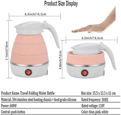 Silicone Travel Electric Portable Kettle Foldable Collapsible Kettle 220V 50Hz Hot Water Boiler&Tea Heater Coffee maker For Travelling,Office&Home Use (1 Pc-Multicolor) 600 Milliliter