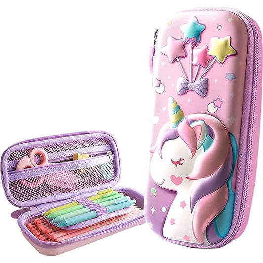 MECHBORN 3D Unicorn Cover Large Capacity Pencil Case Compass with Compartments, School Supply Organizer for Students, Stationery Box (3D Unicorn CASE)