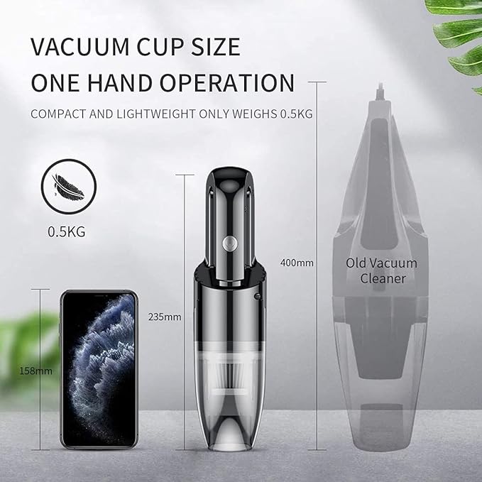 Handheld Vacuum Cordless,Mini Hand Vacuum Cleaner,Portable Vacuum with Light Weight,Wet Dry Hand Held Vacuuming Rechargeable for Pet Hair,Home, Office and Car