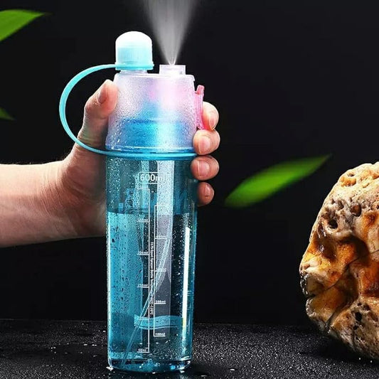 Mist Spray Water Bottle For Sports Outdoor Cycling Sports Gym Drinking 600 ml Flask