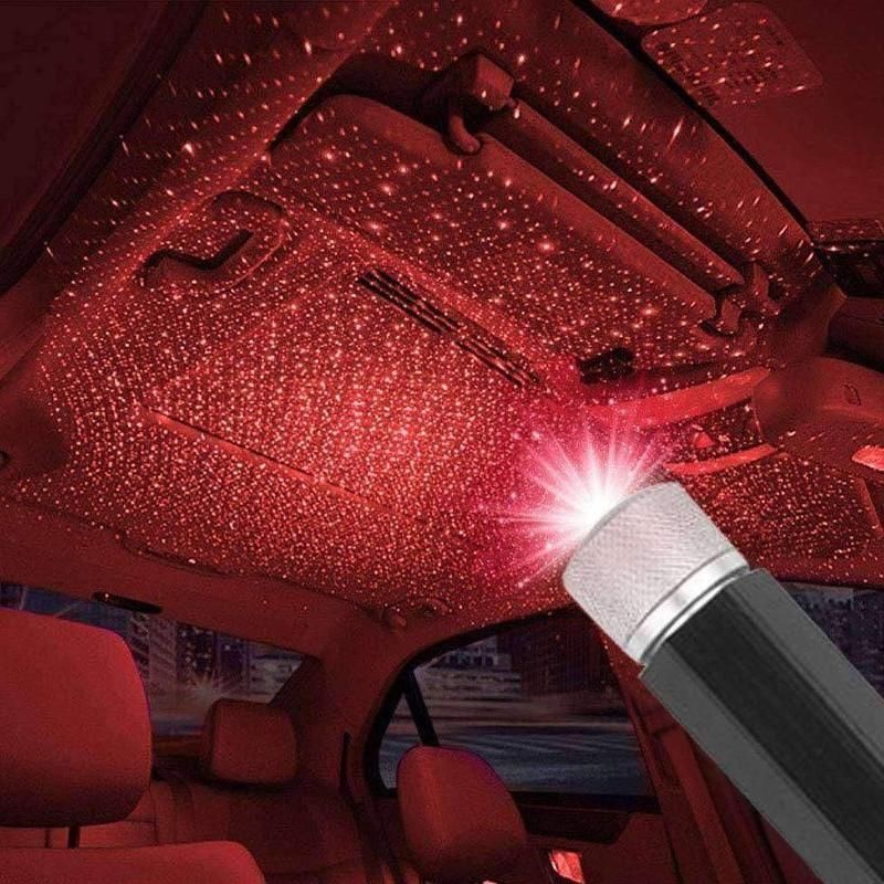 Car Light Star Projector Lights, USB Portable Adjustable Flexible Interior Car Red Night Lamp Decorations with Romantic Galaxy Atmosphere fit Car, Ceiling, Bedroom for Party