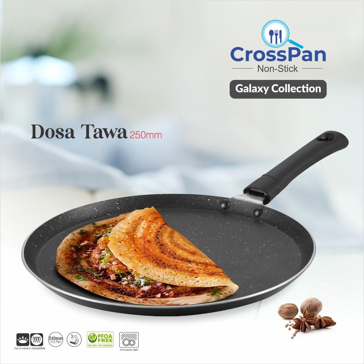 Swadish Dosa Tawa 25 cm diameter (Aluminium, Non-stick, Induction Bottom)