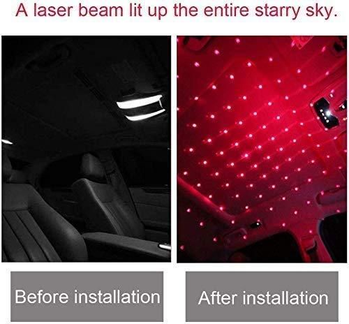 Car Light Star Projector Lights, USB Portable Adjustable Flexible Interior Car Red Night Lamp Decorations with Romantic Galaxy Atmosphere fit Car, Ceiling, Bedroom for Party