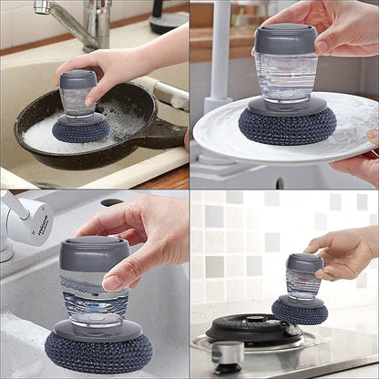 Kitchen Soap Dispensing Palm Brush Washing