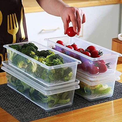 Fridge Storage Boxes Organizer With Removable Drain Plate & Lid Stackable Fridge Storage Containers Plastic Storage For Fish Meat Vegetables Fruits 1500ml (Pack of 4)