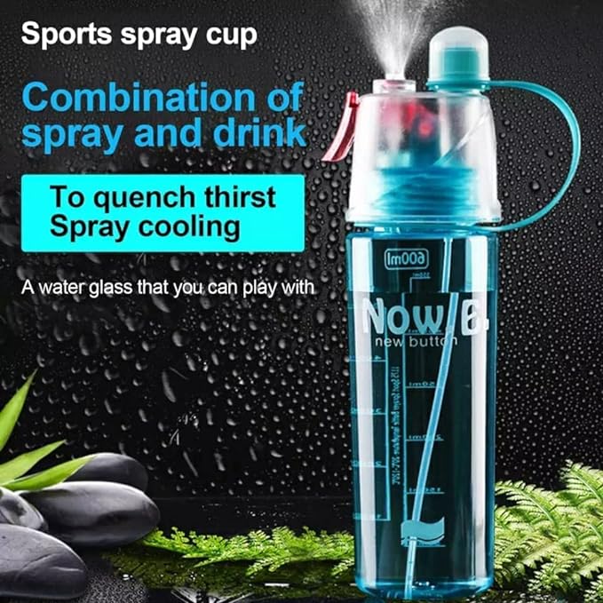 Mist Spray Water Bottle For Sports Outdoor Cycling Sports Gym Drinking 600 ml Flask