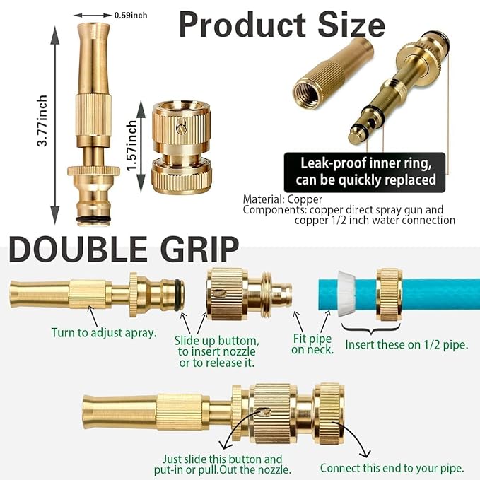 Brass Nozzle Water Gun Spray Hose Nozzles Pipe For (Gardening And Washing) Pressure Washer