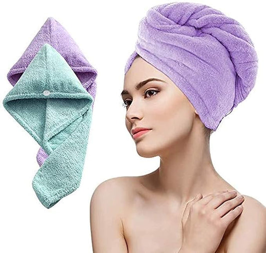 MECHBORN Microfiber Hair Towel Wrap Absorbent Towel Hair-Drying Bathrobe Magic Hair Warp Towel Super Quick-Drying Microfiber 500 GSM Bath Towel Hair Dry Cap Salon Towel (Hair Towel)