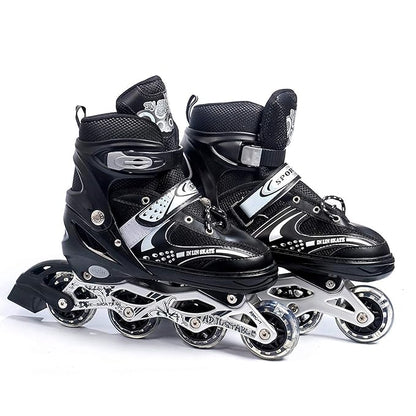 MECHBORN Adjustable Aluminium Inline Skates for Boys Kids and Girls (Black)