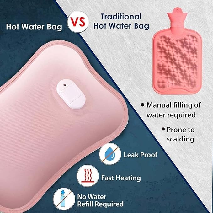 MILONI USA Eon Premium Electric Hot Water Bag Dual Insulation Silicon Technology Layers of Protection (Pearl Pink)