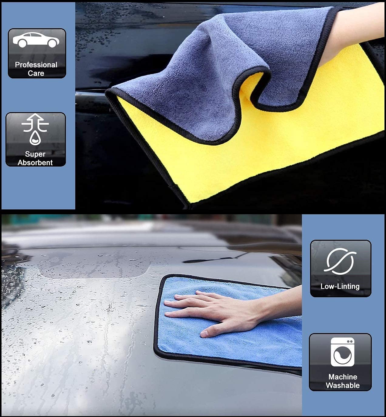 MECHBORN Heavy Microfiber Cloth for Car Cleaning and Detailing, Double Sided, Extra Thick Plush Microfiber Towel Lint-Free, 800 GSM (Size 40cm x 40cm)/Pack of 3 (Microfiber Cloth, 40x40)