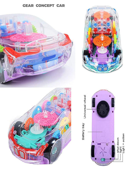 MECHBORN 3D Car with 360 Degree Rotation, Gear Simulation Mechanical Car, Sound & Light Toys for Kids Boys & Girls (Car)