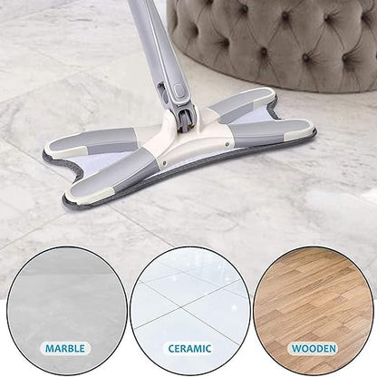 Easy Self-Wringing Microfiber Flat Floor X Shape mop, Reusable Pads, 360 Degree Dry Wet Mop for Home Kitchen Laminate Wood Tiles Floor Cleaning Wet & Dry Mop  (Grey)