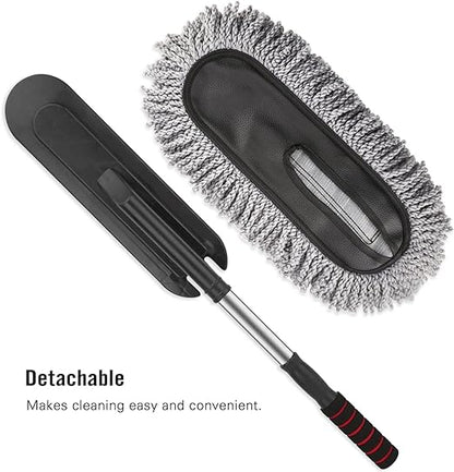 MILONI USA Super Soft Microfiber Car Duster Exterior with Extendable Handle, Car Brush Duster for Car Cleaning Dusting - Multicolor