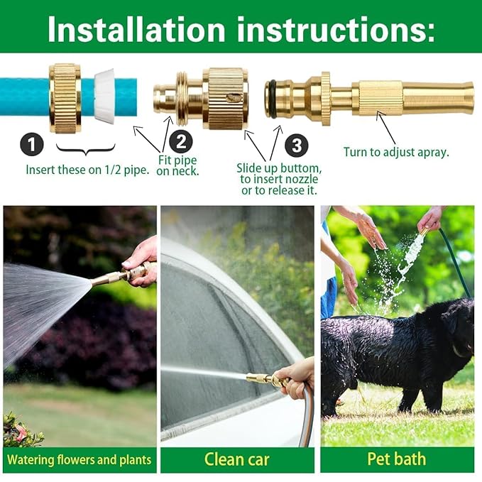 Brass Nozzle Water Gun Spray Hose Nozzles Pipe For (Gardening And Washing) Pressure Washer