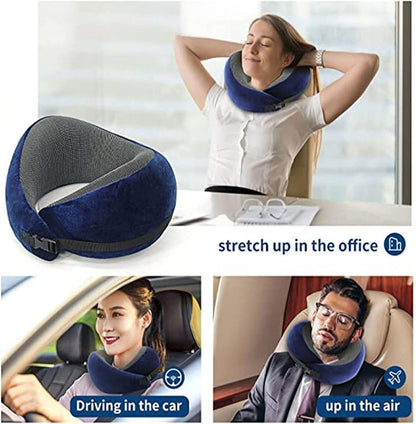 MECHBORN Travel Neck Pillow Pure Memory Foam Pillow Rest Cushion for Travel in Flight car Train Airplane for Sleeping for Men and Women (Memory Travel Pillow