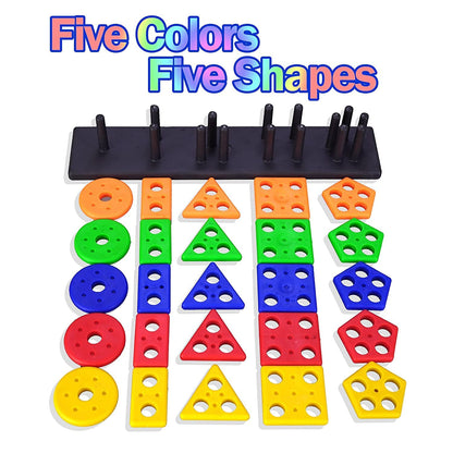 MECHBORN Kids Angle Geometric Plastic Blocks, Sorting & Stacking Toys for Toddlers and Kids, Color Stacker Shape Sorter Educational Learning Toy for 1-3 Years Old Boys and Girls