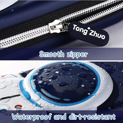 MECHBORN 3D Cover EVA Space Astronaut Theme Pencil Case Large Capacity Pencil Pouch Bag Compass School Pouch Organizer for Students Kids Pouch Stationery Box (Double Chain Astronaut Pouch)