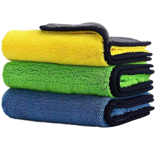 MECHBORN Heavy Microfiber Cloth for Car Cleaning and Detailing, Double Sided, Extra Thick Plush Microfiber Towel Lint-Free, 800 GSM (Size 40cm x 40cm)/Pack of 3 (Microfiber Cloth, 40x40)