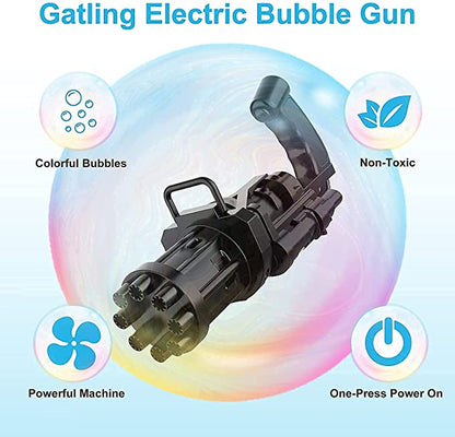 Bubble Gun- 8 Hole Automatic Gatling Bubble Gun Blower Maker, with 3 Batteries and Bubble Water(Assorted Color)