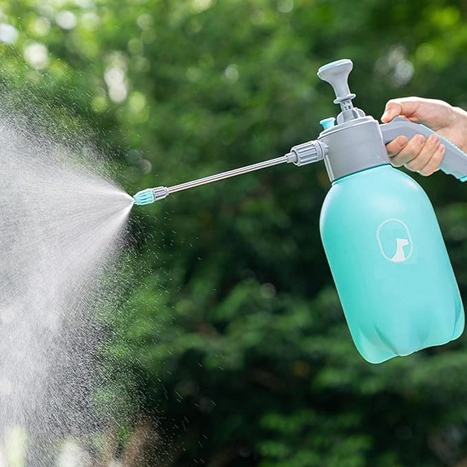 MILONI USA 2L High Pressure Garden Sprayer Bottle Pump with Saftey Valve and Adjustable Nozzle, Multifunctional Handheld Mist Spray for Flowers Plant Watering car Glass (Garden Sprayer Bottle Green)