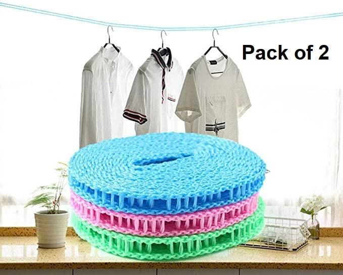 Rope-Portable Adjustable Dryer Line Windproof Non-Slip Clothesline for Camping Travel Indoor Outdoor  ( Pack of 1)