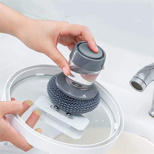 Kitchen Soap Dispensing Palm Brush Washing