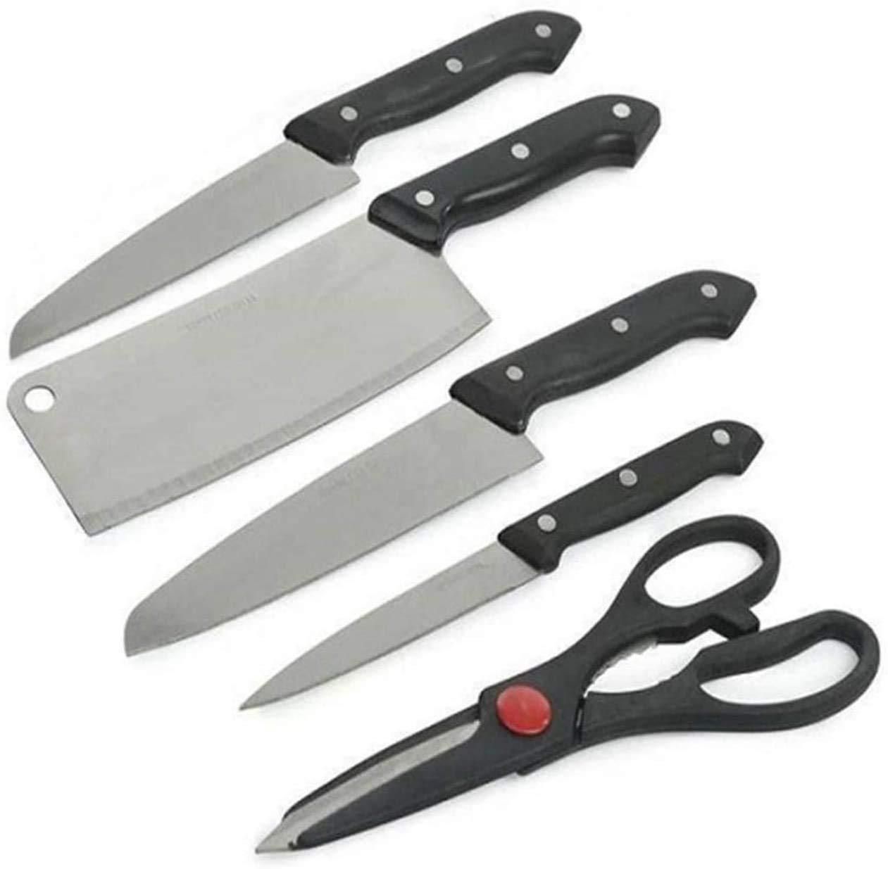 Knife Set-Stainless Steel Kitchen Knife Set with Wooden Chopping Board & Scissor Vegetable & Meat Cutting (Set of 5)