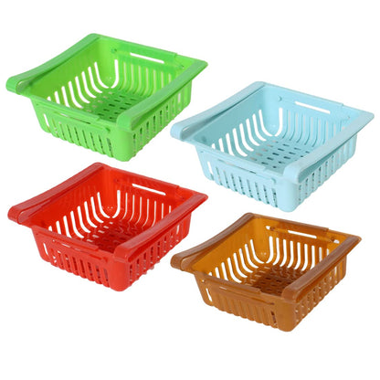 Plastic Fridge Organizer Drawer, Adjustable Fridge Storage Basket Pack of 4