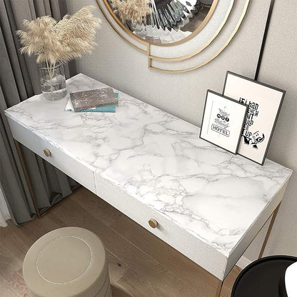 Marble Paper Granite White Waterproof Self Adhesive Gloss Vinyl Film Decorative Self Adhesive Paper for Countertops Furniture Wallpaper Shelf Paper Marble Effect (60 cm *200 cm)