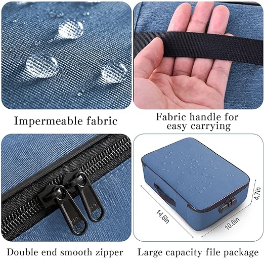 Waterproof 3 Layer Document Storage Bag with Lock for Laptop Passport Documents  (Blue